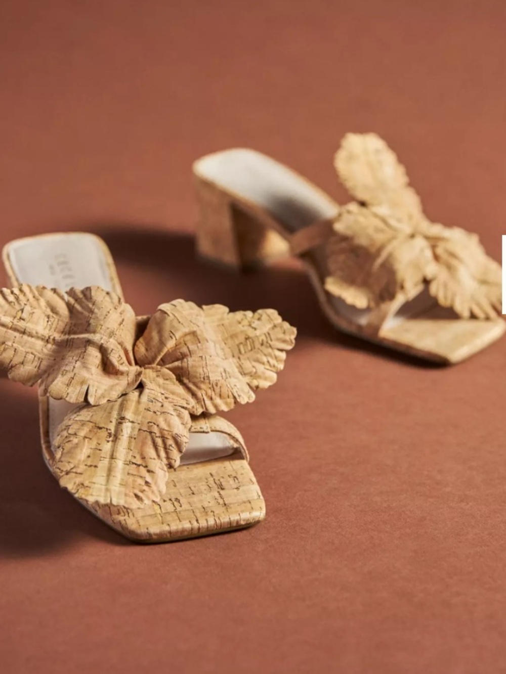 Cecelia New York Happy Heels Anthropologie Floral Cork Sandals Womens 8 M Tan